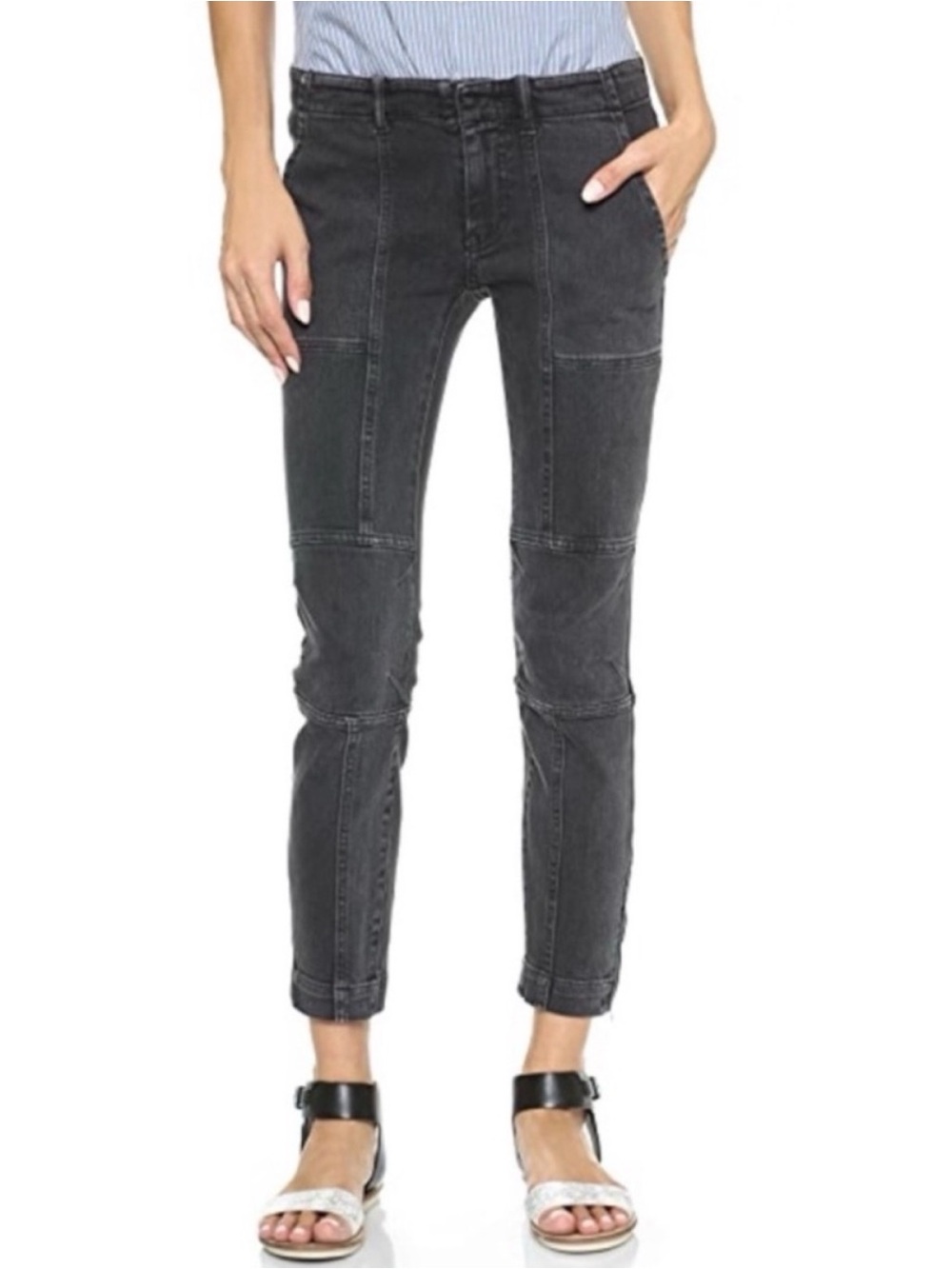 NILI LOTAN 111/88 Moto Style Jeans Black Size 4